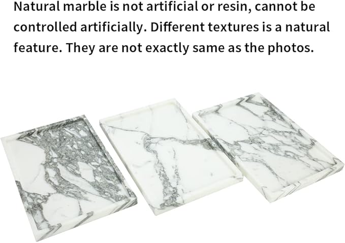 Real Luxurious Natural Marble Vanity Tray Genuine Marble Storage Tray