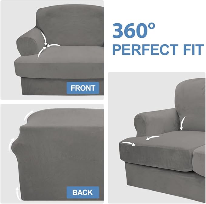 CUCRAF T Cushion Sofa Cover 4 Piece Slipcovers, Soft Thick Velvet Couch Cover