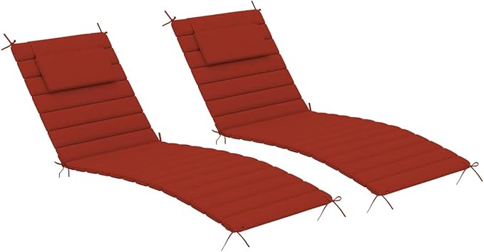 Sundale Outdoor Olefin Quilted Lounge Cushion Set of 2, Patio Foldable Chaise