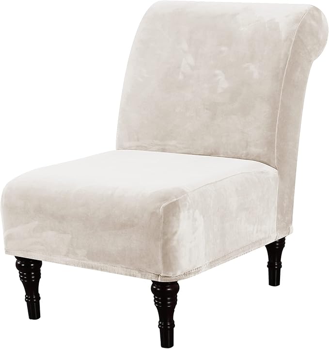H.VERSAILTEX Armless Accent Chair Covers Thick Velvet Armless Chair Slipcovers