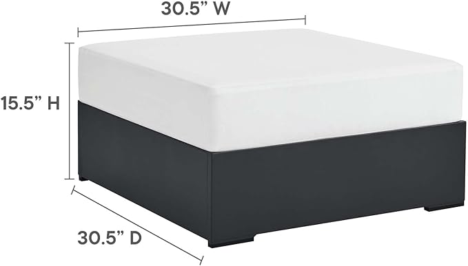Modway Tahoe Aluminum Ottoman in Gray White