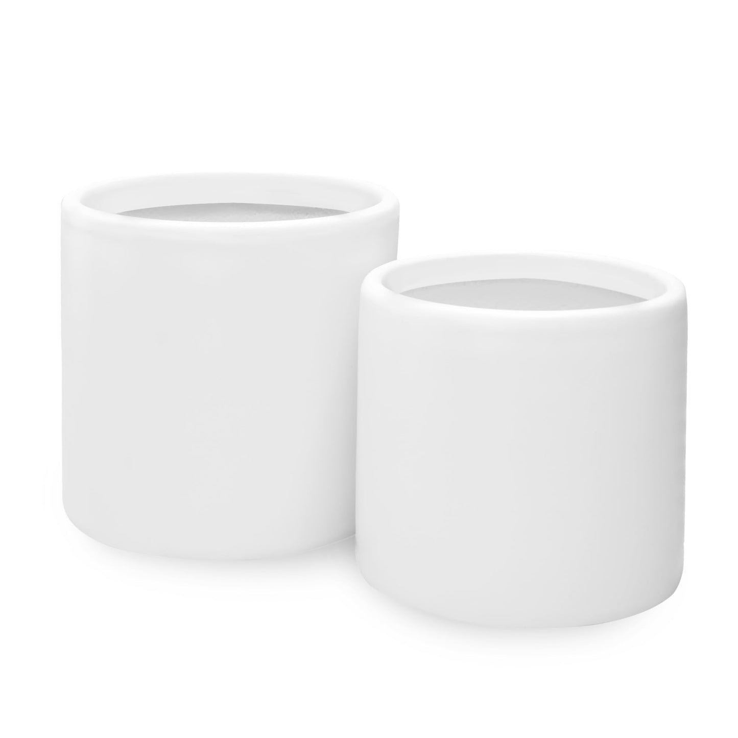 DEPLA LANE Lumero Fiberstone Cylinder Planter (14.0" Pot Opening x 15.7"D x 15.7"H) Smooth Finishes, Lightweight, Durable, UV Resistant, Modern Minimalist Decor, Indoor Outdoor Plant Pot (XL, White)