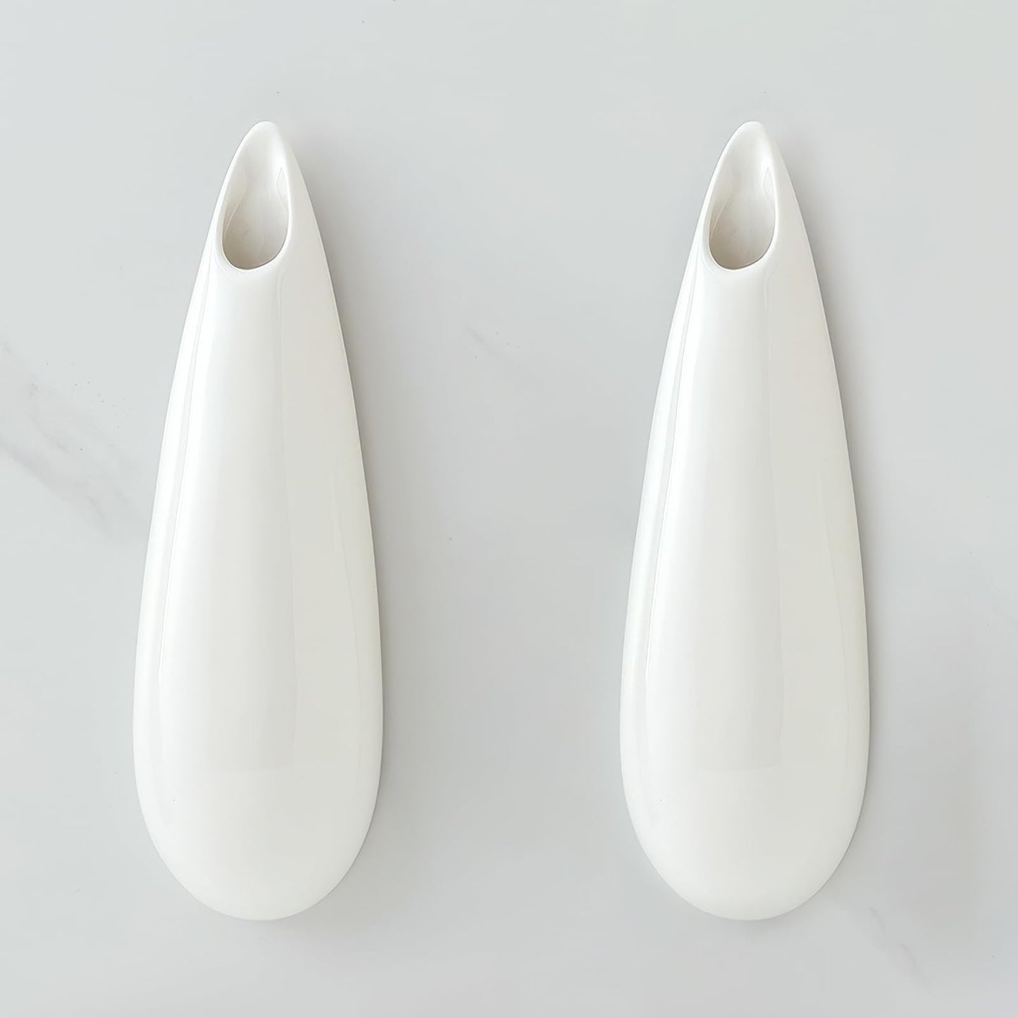 GDSZJLJ Hanging Ceramic Wall Vases, 11.8 Inch,Set of 2, Cubicle Modern Decor Wall Plant Holder Vase for Indoor Plants,Propagation Hanging Flower Pots for Air Vases,White