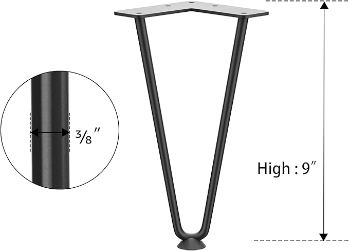 SMARTSTANDARD 9 Inch Heavy Duty Hairpin Furniture Legs, Metal Home DIY Projects
