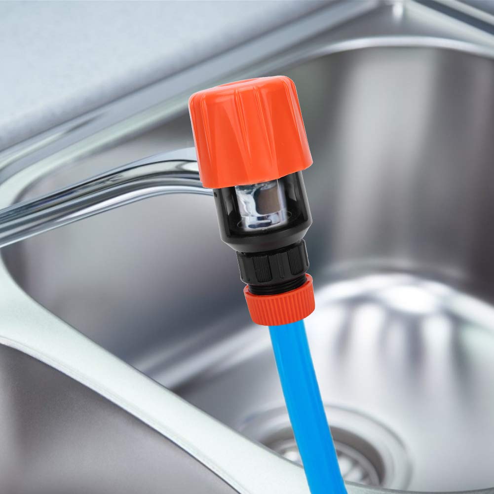 Water Connector Universal Tap to Garden Hose Pipe Connector, Mixer Kitchen Tap Adapter Faucet Adapter Hose Connector for Indoor, Outdoor, Garden, Patio, Watering Irrigation Tool (Orange)