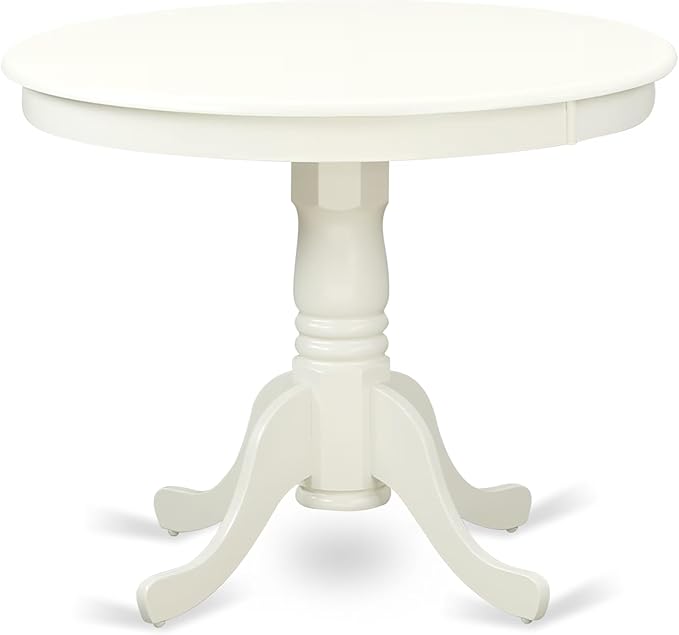 East West Furniture ANVA5-LWH-C 5 Piece Dining Room Table Set Includes a Round