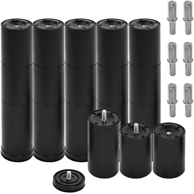 12 Inch Adjustable Bed Legs Replacement Screw in Furniture Support, 3 Sections