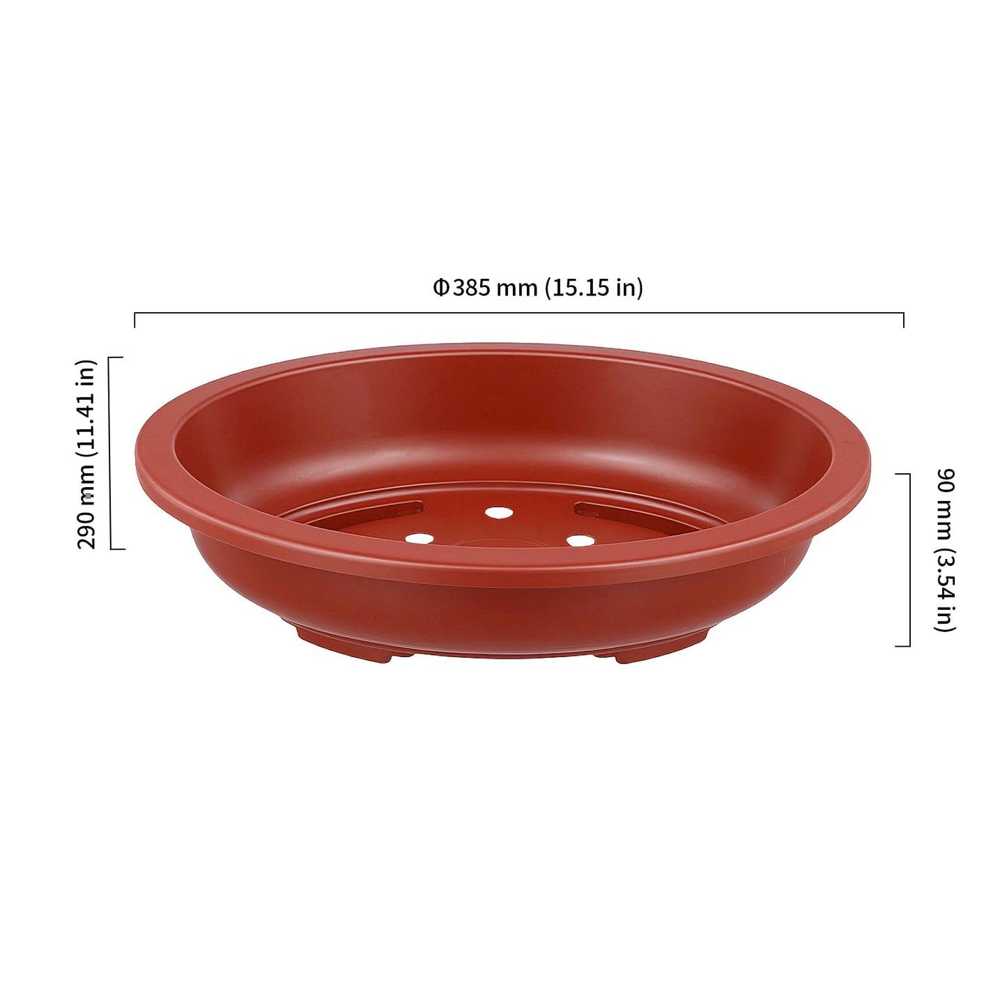 HOIGON 8 PCS 15 x 11 Inch Plastic Oval Bonsai Training Pots, Brown Large Shallow Oval Planter Pot with Drainage Hole, Plant Nursery Pot for Succulent