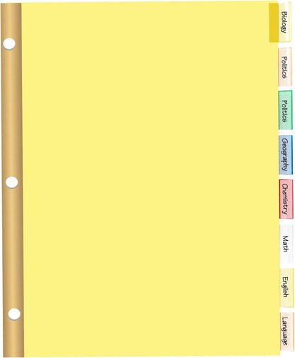 Binder Divider, PANDRI 120 Pack Binder Index Dividers with 8 Insertable Multicolor Big Tabs, Letter Size Paper Binder Divider for School Office Home Business