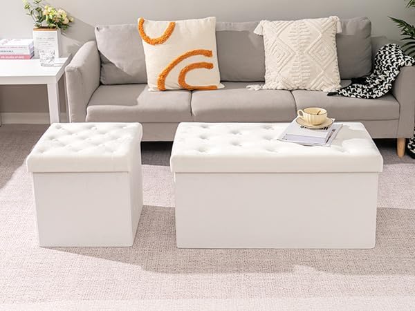 B FSOBEIIALEO Folding Storage Ottoman, Long Ottomans Shoes Bench, Velvet