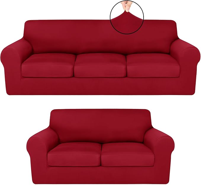 HunnmingRe Sofa Covers for 3 Cushion Couch Stretch Sofa and Loveseat Covers Set
