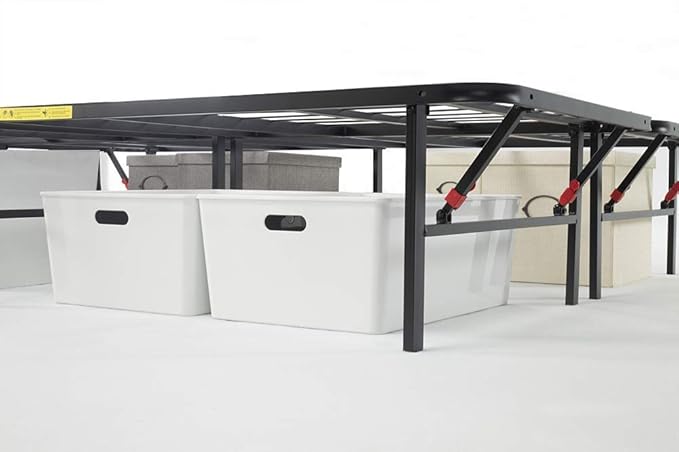 Amazon Basics Bed Frame with Storage, Foldable Metal Platform, Sturdy Steel