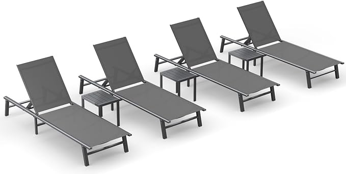 Ciokea Foldable Outdoor Lounge Chair Set of 4