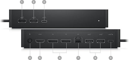 Dell Universal Dock (UD22): USB-C Docking Station with Future-Ready Design + HDMI & DisplayPort Cables + Ethernet - Dock Hub Bundle
