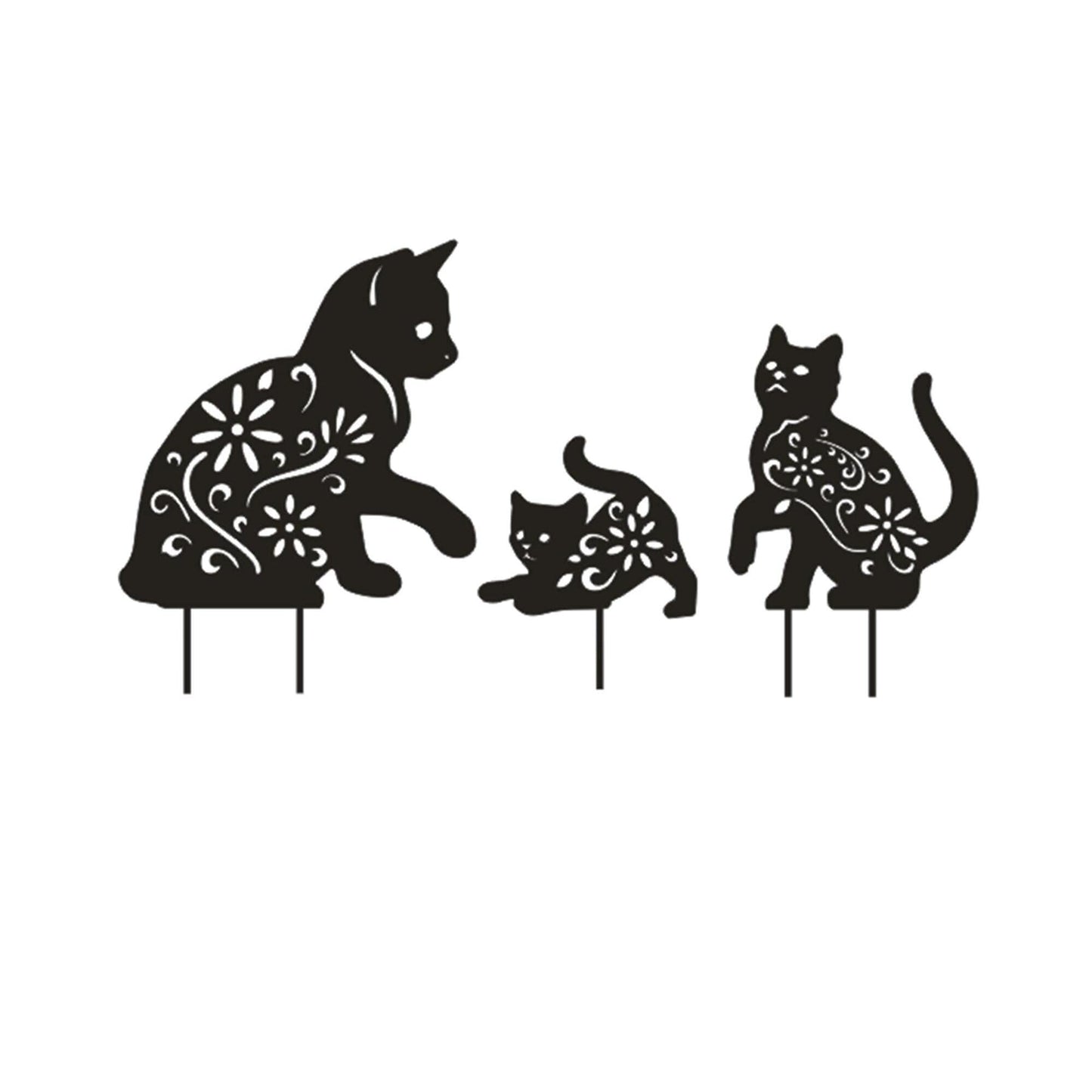 RANNYOZIO 3 Pack Cat Decorative Garden Stake Metal Cat Garden Statues Black Cats Silhouette for Yard Outdoor Decor Lawn Ornaments
