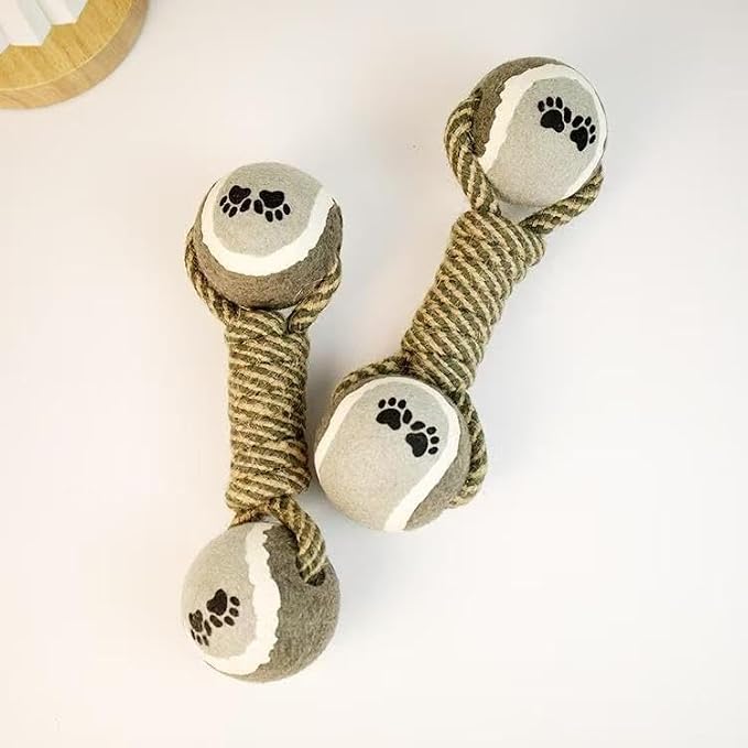 Dog Rope Toy (Pack of 2) with Tennis Balls – Durable Cotton Tug of War Dog Toy for Small, Medium & Large Dogs – Interactive Chew Rope Toy for Aggressive Chewers