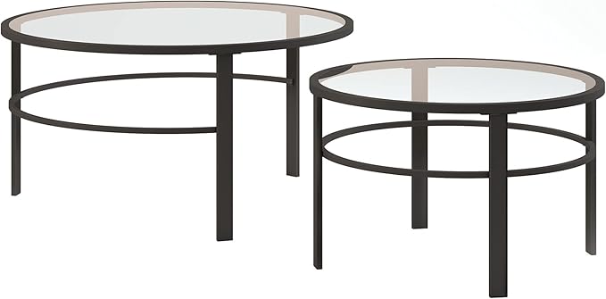 Henn&Hart Round Nested Coffee Table in Blackened Bronze, Coffee Table coffee