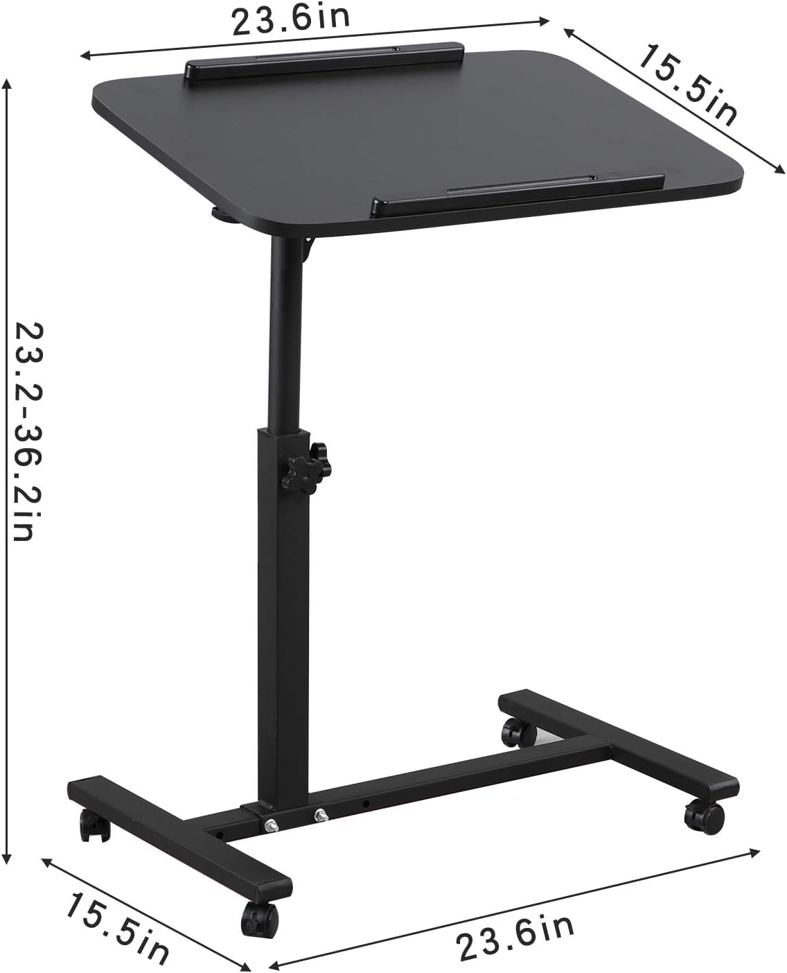 Laptop Table Mobile Adjustable Height Portable Desk Notebook Swivel PC Computer Rolling Desk with Wheels, Laptop Stand for Couch Bedside Hospital Bed Table