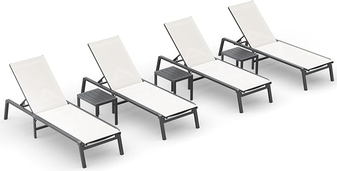 Ciokea Aluminum Foldable Lounge Chairs Set of 4