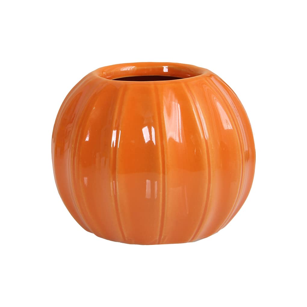 WAIT FLY Creative Pumpkin Shape Ceramic Vase for Flower Dry Flower Hydroponic Planter Decorative Vase for Home Room Office Party Wedding-Orange