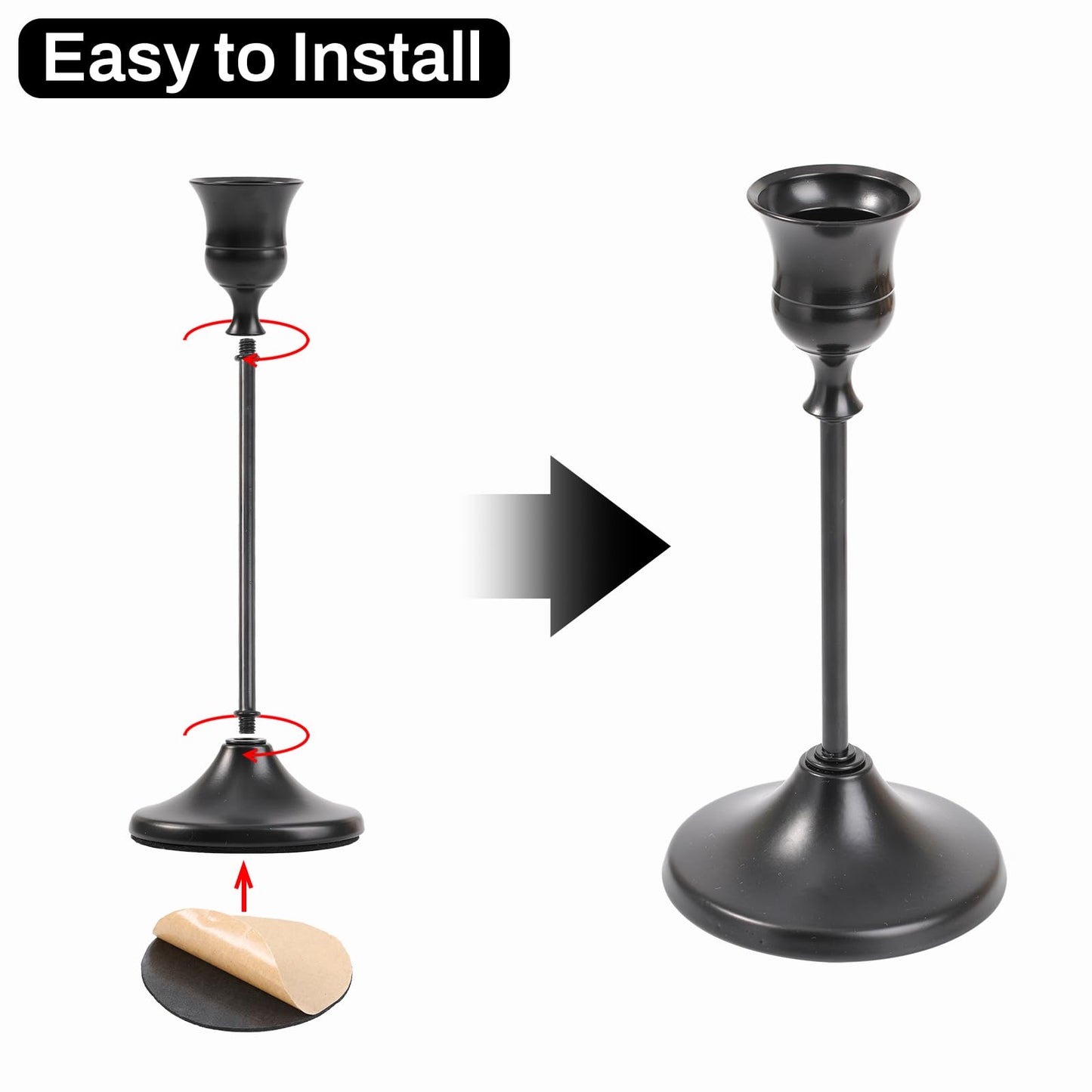 Sunnyfuture Candlestick Holders, 4PCS Taper Candle Holder for Candlesticks, Black Candle Holders for Table Centerpiece, Wedding, Party