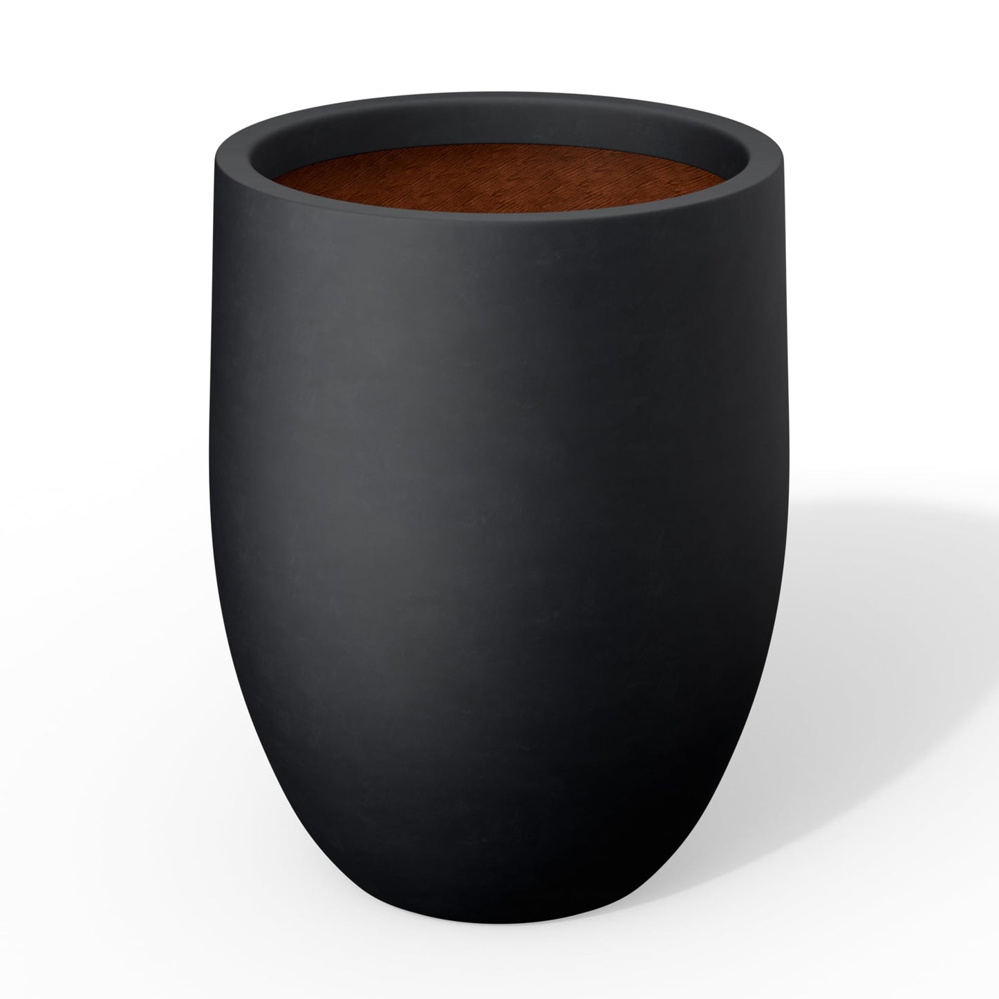 Kante 11.8 Inch Tall Concrete Planter, Large Indoor Outdoor Plant Pot with Drainage, Smooth Black Finish with Painted Interior, Ideal for Porch, Home, Garden, Patio