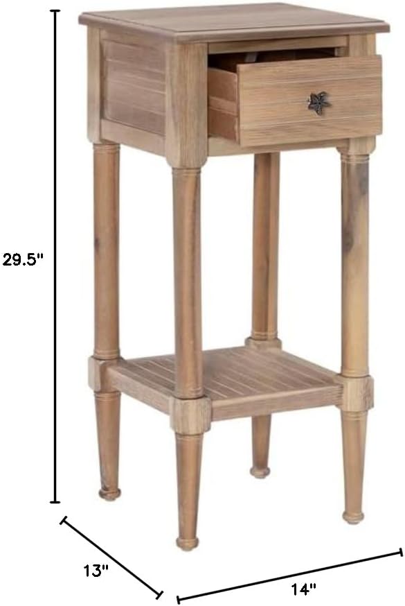 Home Square Wood Accent Starfish Coastal Side Table in Natural