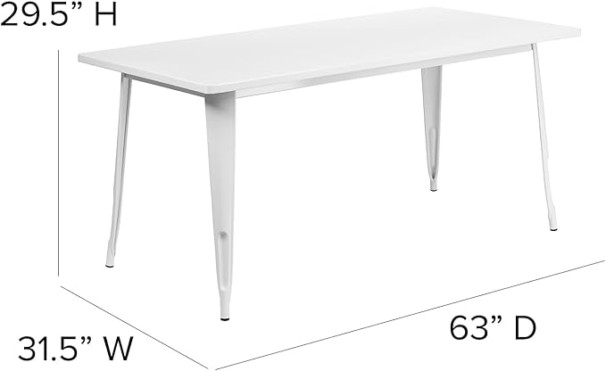 Flash Furniture Charis Commercial Grade 31.5" x 63" Rectangular White Metal