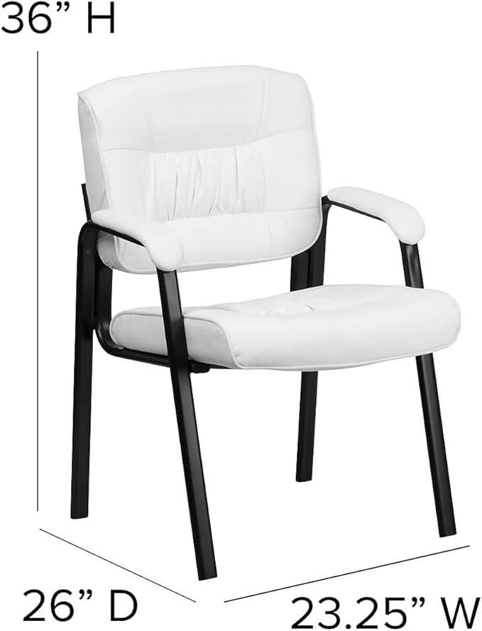 Flash Furniture Haeger White LeatherSoft Executive Side Reception Chair