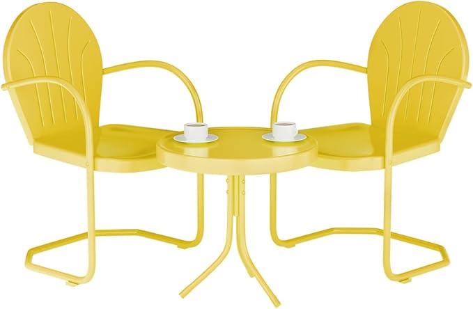 Patio Bistro Set Retro Metal Outdoor Seating Set Conversation Set 3 Pieces