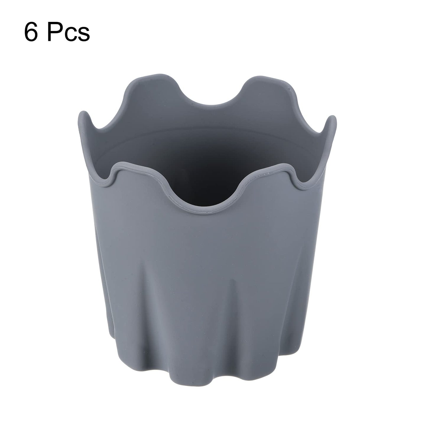 PATIKIL Silicone Plant Pot 4", 6 Pack Round Flower Planter Decorative Container for Indoor Outdoor Gardening, Gray
