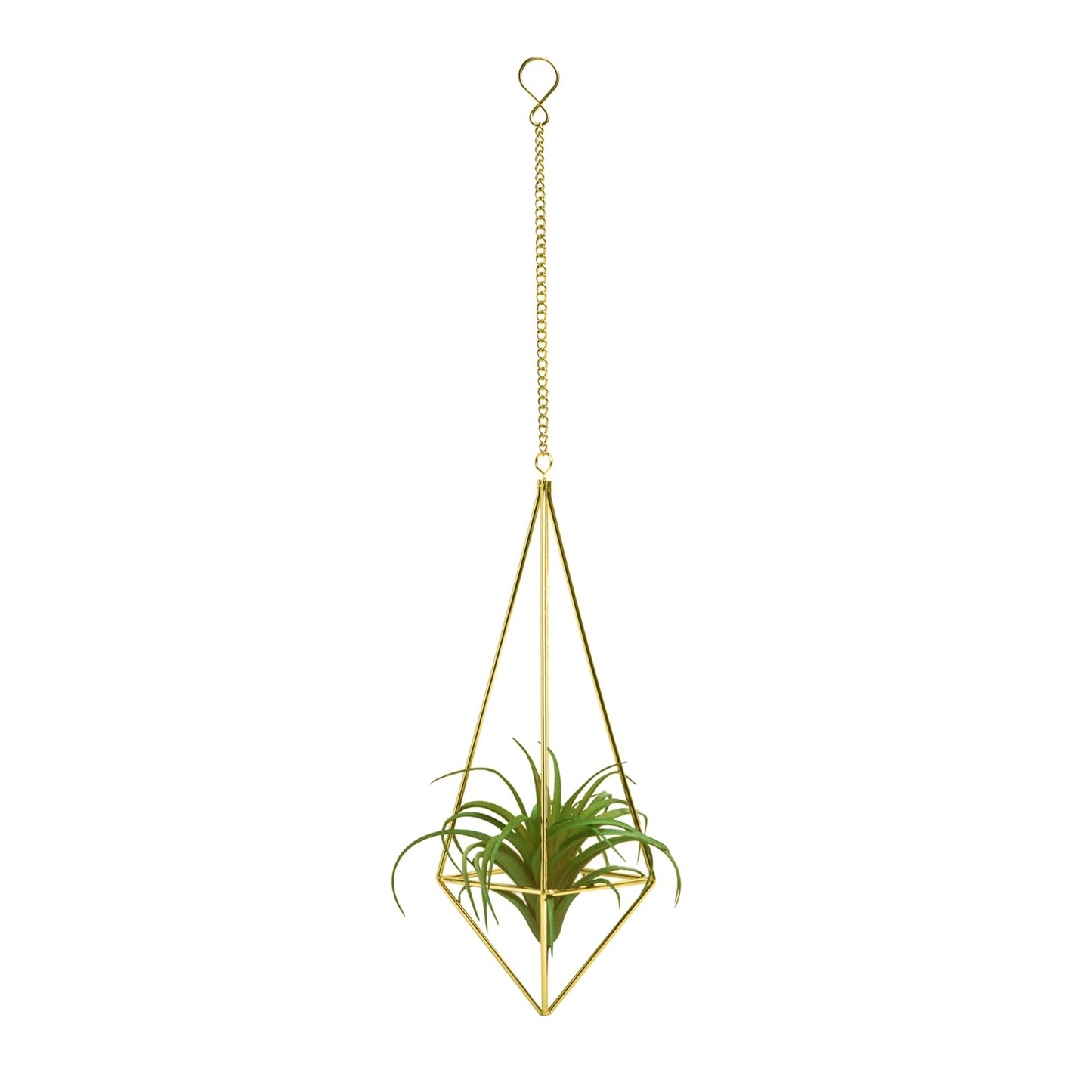 libproqia Air Plants Holders Hanging Airplants Hangers Himmeli Metal Wire 4Pcs Geometric Display Airfens Planter Frame 2 Sizes Tillandsia Holder with Chain and Hooks Decor for Home Office