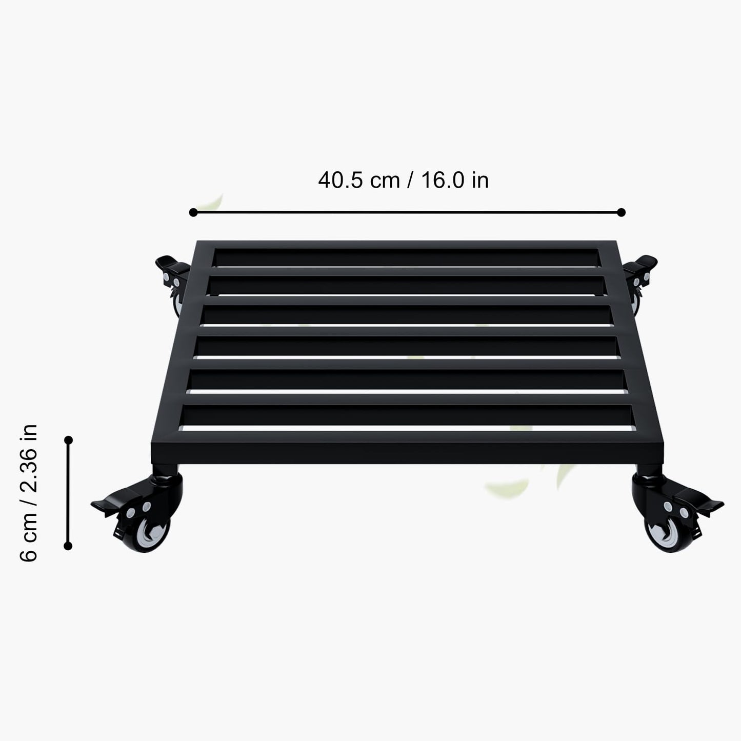 Zhongma 2 Pack 16" x16"x 3.5"H Square Plant Caddy with Wheels, Fully Assembled, Heavy Duty Construction, 300 Lbs Capacity, Load-Bearing Wheels with Brakes, No Installation Required