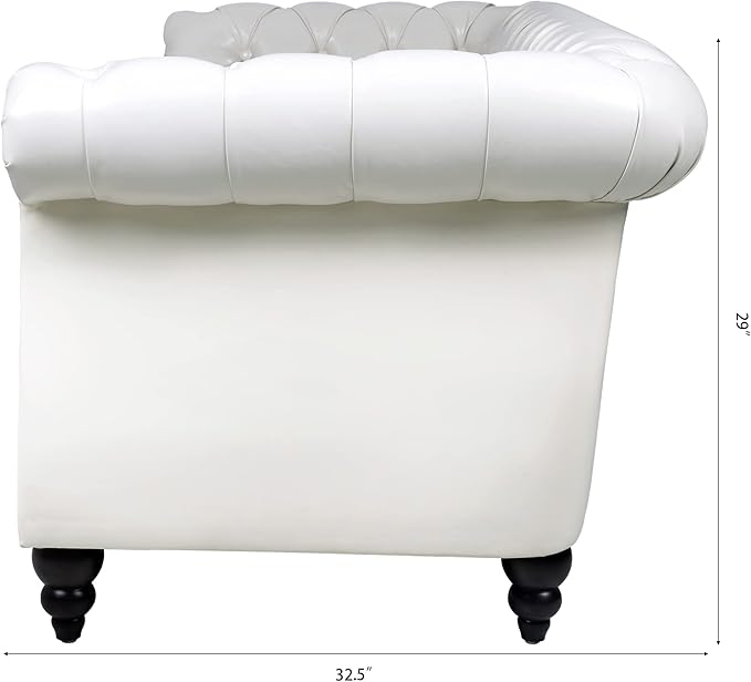 LEVNARY Chesterfield Sofa, Classic Tufted Upholstered Leather Couch, Modern 3
