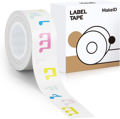 MakeID E1 Q1 Label Maker Tape Refills, 16mm x 4m (0.63" x 13') Continuous Sticker Thermal Laminated Waterproof Self-Adhesive Multipurpose Labeling Tape Replacement