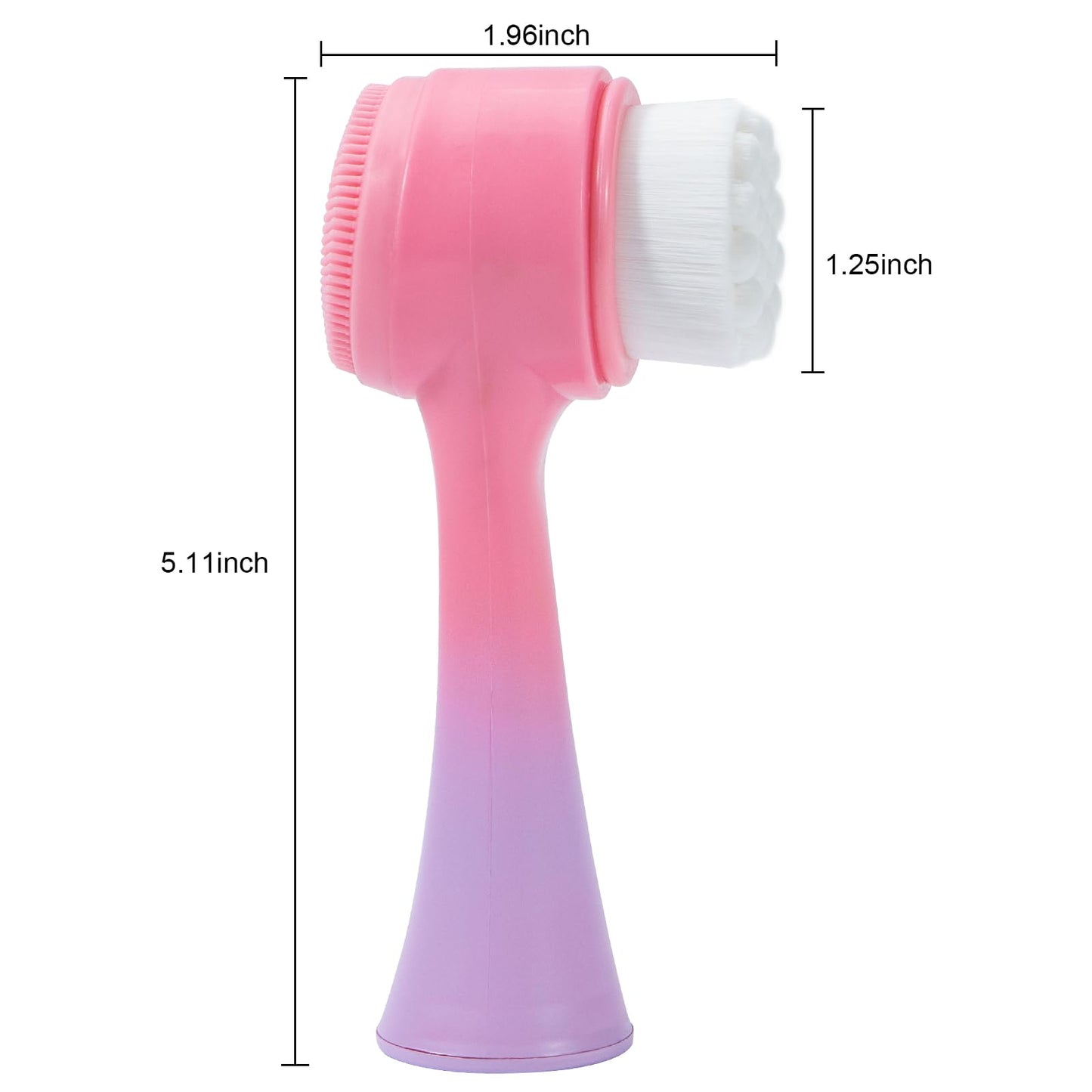 Face Brush 2 in 1, Facial Cleansing Exfoliating Scrubber Brush, Silicone Double Side Manual Face Wash Scrub Brush with Soft Bamboo Charcoal Fiber for Deep Pore Cleansing, Massaging, Skin Care