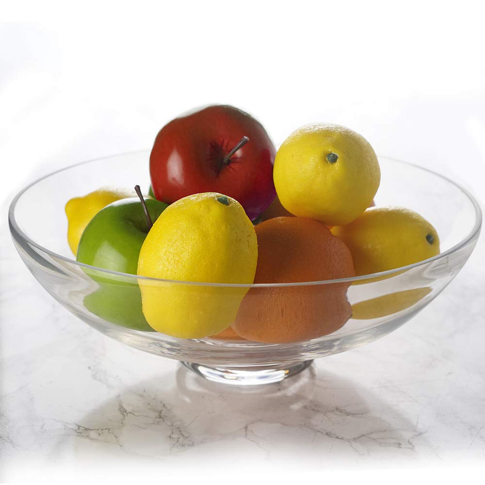 CYS EXCEL Glass Decorative Footed Bowl (H:4.5" D:12") | Fruit Display & Terrarium Bowl | Compote Vase & Kitchen Table Centerpiece