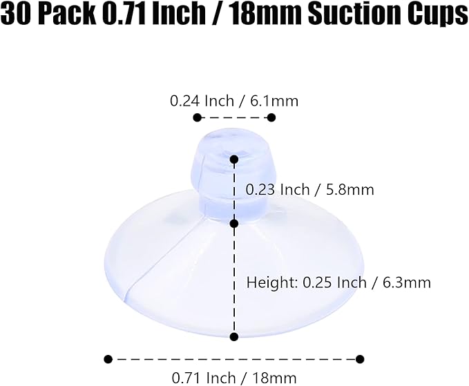 30 Pack Glass Table Suction Cups 18mm Rubber Suction Cup Hangers Without Hooks