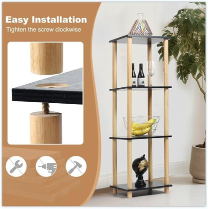 Haeterna 3-Tier Black Bookshelf, Wooden Bookcase with Open Shelves, for Small Spaces,Living Room Bedroom Office,No-Tool Assembly,11.8" D x 14.1" W x 31.5" H inches.