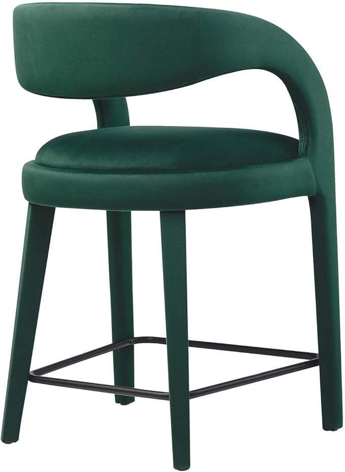 Modway EEI-6566-GRN-BLK Pinnacle Performance Velvet Counter Stool Set of Two