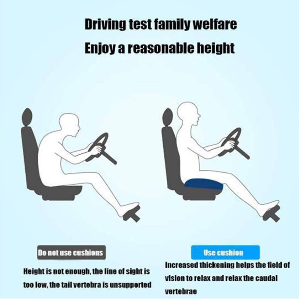 Car Booster Seat Cushion Raise The Height for Short People Driving Hip (Tailbone) and Lower Cack Fatigue Relief Suitable for Trucks, Cars, SUVs, Office Chairs, Wheelchairs (Pure Black)