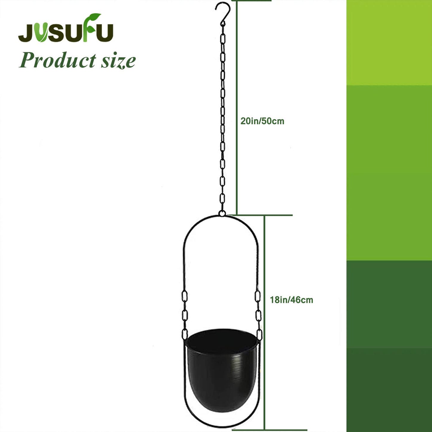 JUSUFU Metal Hanging Planters, 2pcs Black Hanging Planters for Indoor & Outdoor Plants, No Plant incld