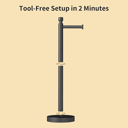 YUMORE Toilet Paper Holder Stand, 4.4lbs Heavy Duty Stainless Steel Free Standing Bathroom Tissue Roll Holder, Matte Black