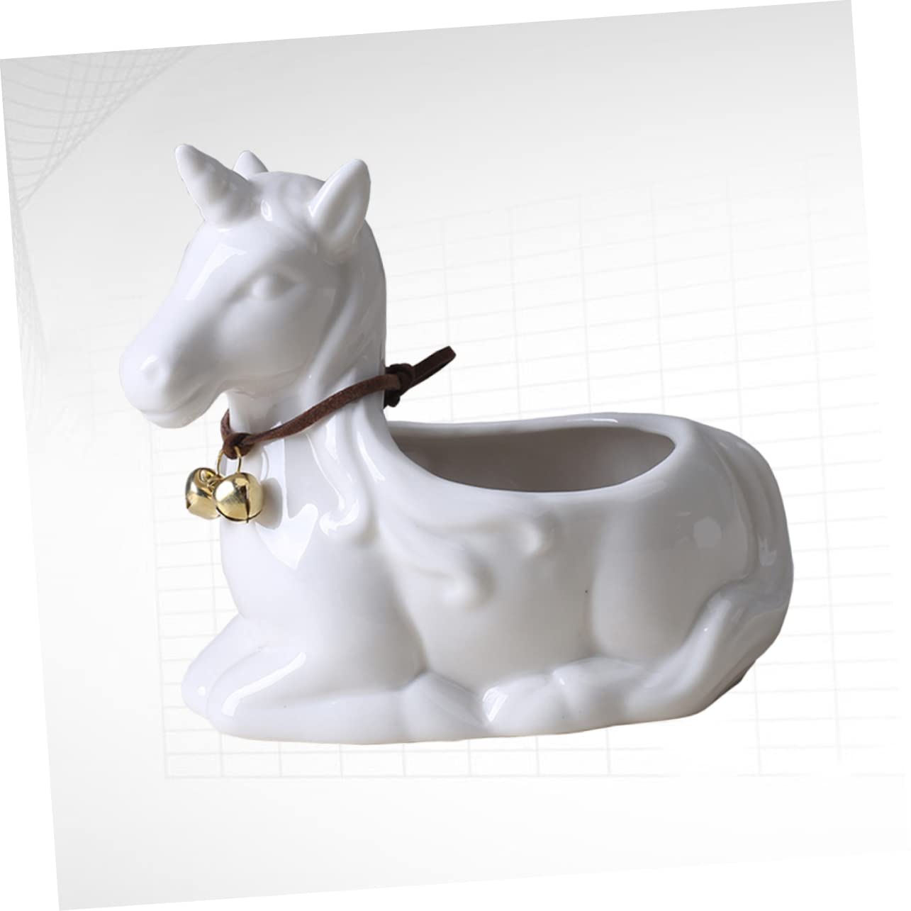 OFFSCH Ceramic Unicorn Flower Pot 5.11X4.72X3.34In Cartoon Succulent Plant Container Decorative Desktop Adornment for Home Office Garden
