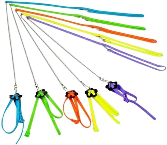 Adjustable Harness Leash for Birds 2Pack Nylon Anti-bite Outdoor Training Walking Control Rope for Parrot African Grey Cockatoo Macaw Ringneck Parakeet Cockatiel Reptile Lizard (Orange+Pink)