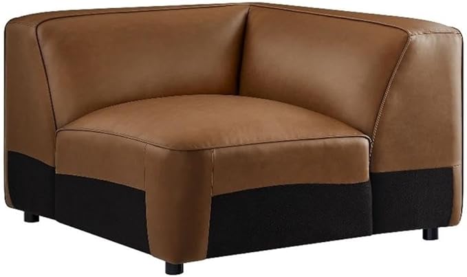 Modway Auren Vegan Leather Corner Modular Chair in Coffee
