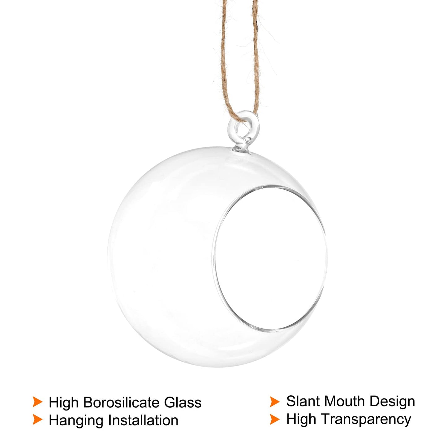 PATIKIL Round Globe Terrarium Air Plant Planter, 4 Inch High Borosilicate Glass Hanging Decorations for Succulent, Tillandsia, Clear