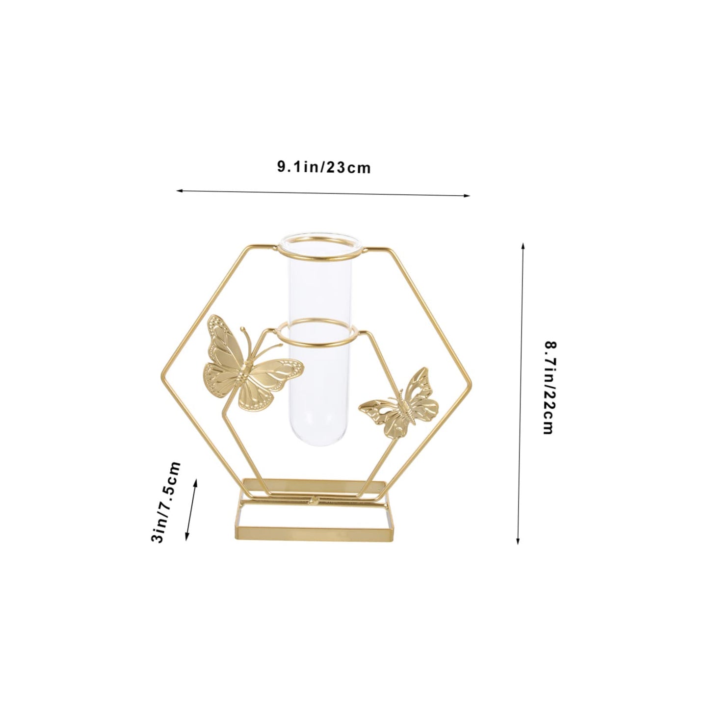 Hemobllo Hydroponic Glass Vase Metal Stand Desktop Flower Planter for Home Decor Unique Terrarium for Indoor Plants Modern Decorative Vase