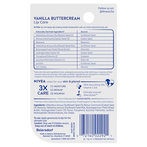 NIVEA Lip Care, Fruity Tinted Lip Balm Variety Pack, Cherry, Strawberry, Blackberry and Watermelon Flavors, 3-in-1 Moisture, Repair and Color, 0.17 Oz Stick, Pack of 4