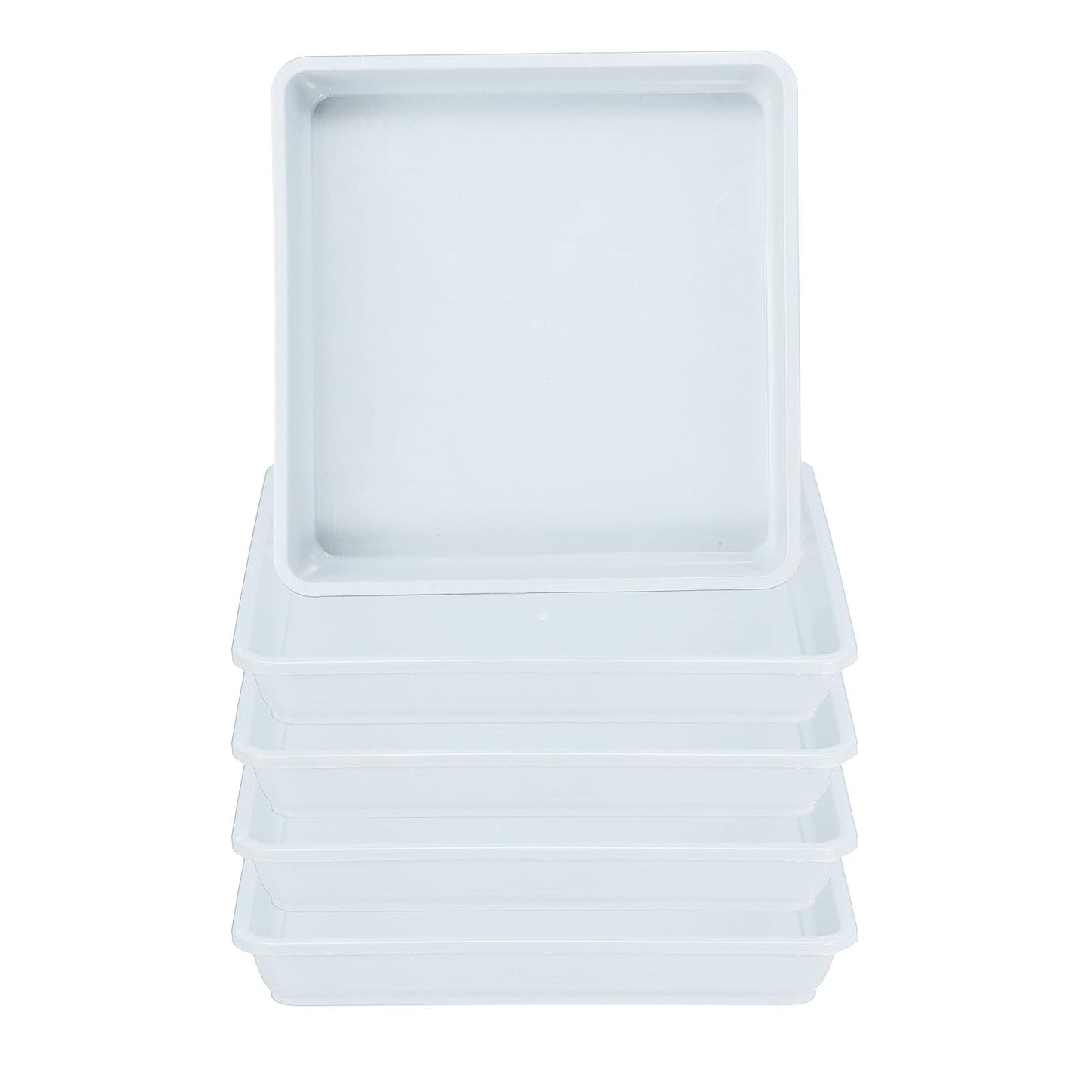 PATIKIL Plant Saucer Tray, 5 Pack 7 Inch Plastic Square Plant Saucer Flower Planter Drip Tray for Indoors Outdoors Patio Balcony, White